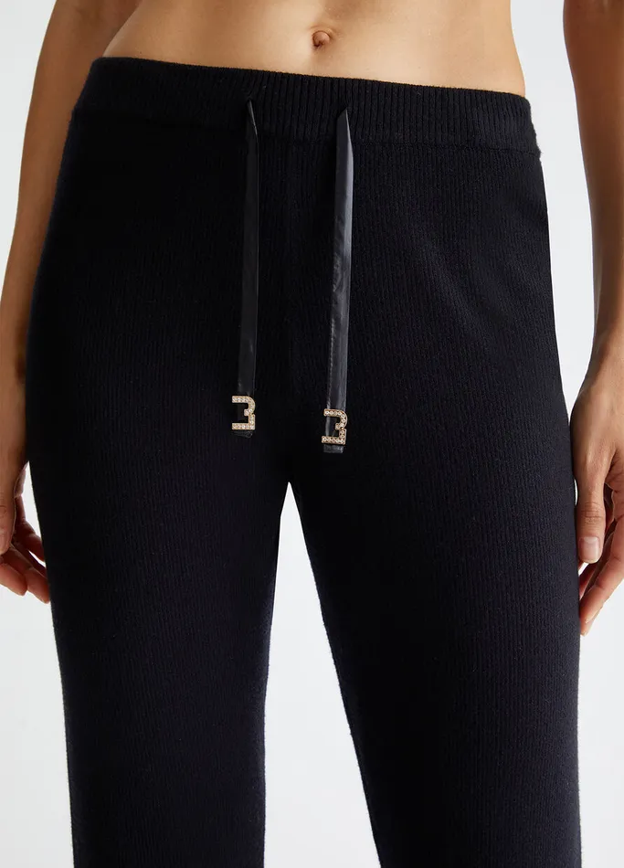 Women Liujo Trousers RibKnit Trousers Black