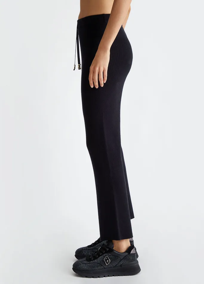 Women Liujo Trousers RibKnit Trousers Black