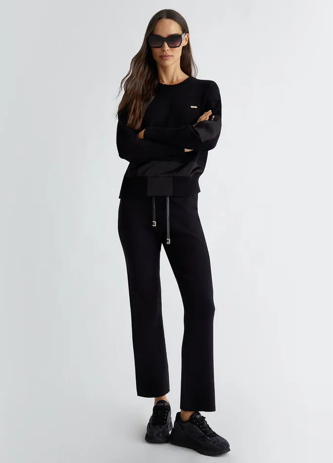 Women Liujo Trousers RibKnit Trousers Black
