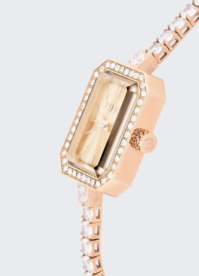 Women Liujo Watches Steel Watch With Crystals Rose Gold
