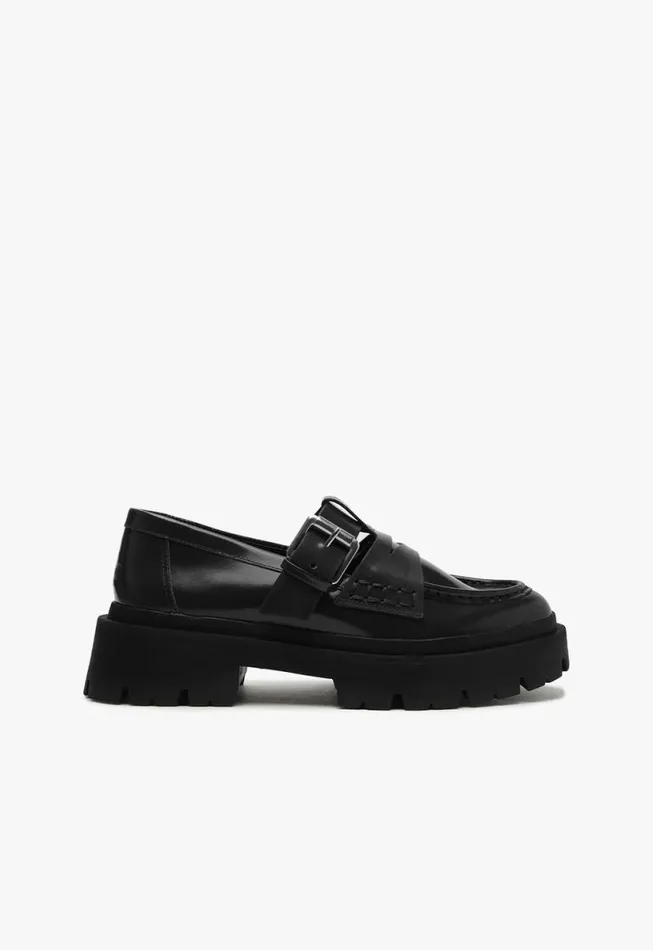 Women Loafers Schutz Shoes Alana Flat Black