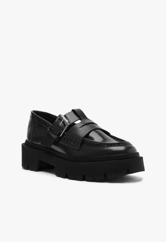 Women Loafers Schutz Shoes Alana Flat Black