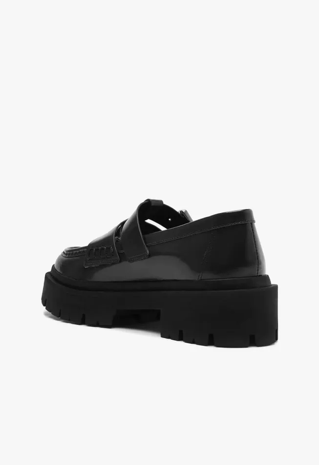 Women Loafers Schutz Shoes Alana Flat Black