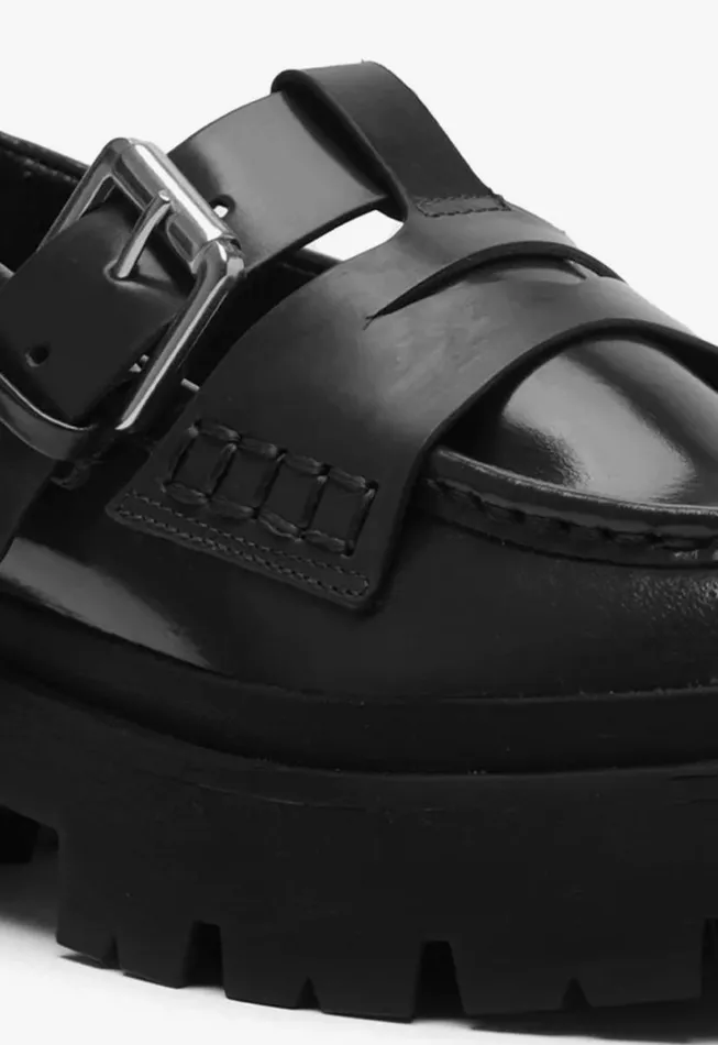 Women Loafers Schutz Shoes Alana Flat Black