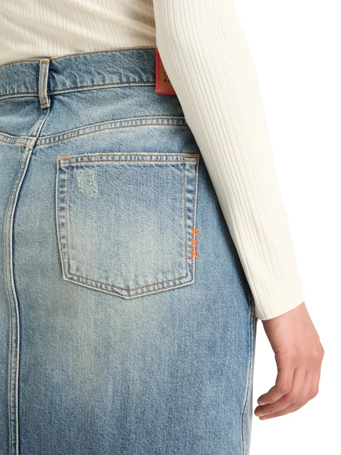 Women Long Vintage Washed Denim Skirt With Front Split Frisco Nights Scotch and Soda Skirts and Shorts Women Long Vintage Washed Denim Skirt With Front Split Frisco Nights Scotch and Soda Skirts and Shorts