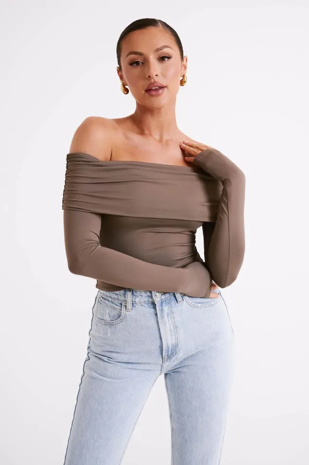 Women Lucinda Recycled Nylon Off Shoulder Top 8211 Coco Coco Meshki Basic Tops