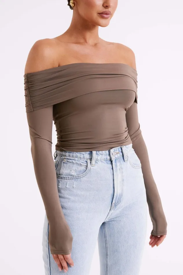 Women Lucinda Recycled Nylon Off Shoulder Top 8211 Coco Coco Meshki Basic Tops
