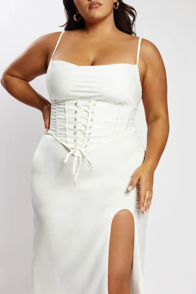 Women Lucy Cowl Midi Dress With Corset 8211 White White Meshki Midi Dresses Women Lucy Cowl Midi Dress With Corset 8211 White White Meshki Midi Dresses