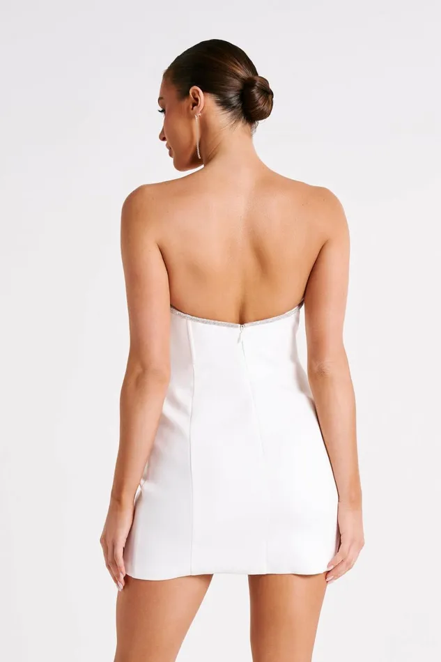 Women Madi Suiting Mini Dress With Diamante Rope 8211 White White Meshki Mini Dresses