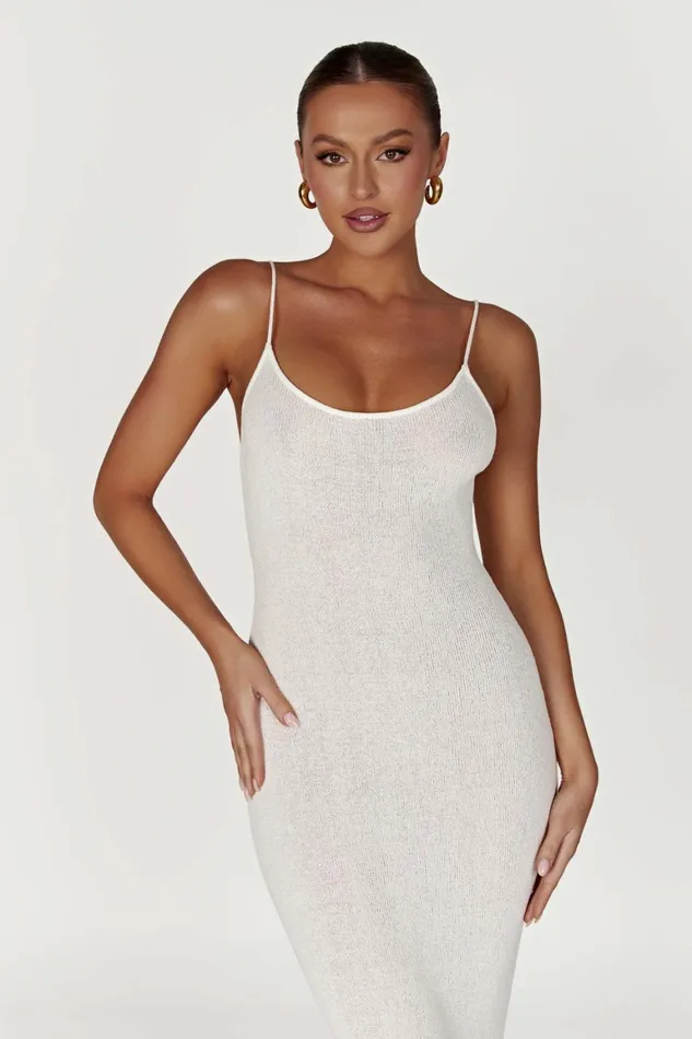 Women Magnolia Knit Midi Dress 8211 Ivory Ivory Meshki Midi Dresses