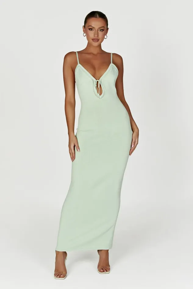 Women Maia Pointelle Knit Maxi Dress 8211 Pistachio Green Pistachiogreen Meshki Maxi Dresses