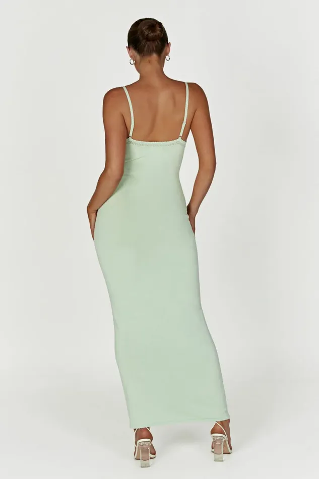 Women Maia Pointelle Knit Maxi Dress 8211 Pistachio Green Pistachiogreen Meshki Maxi Dresses