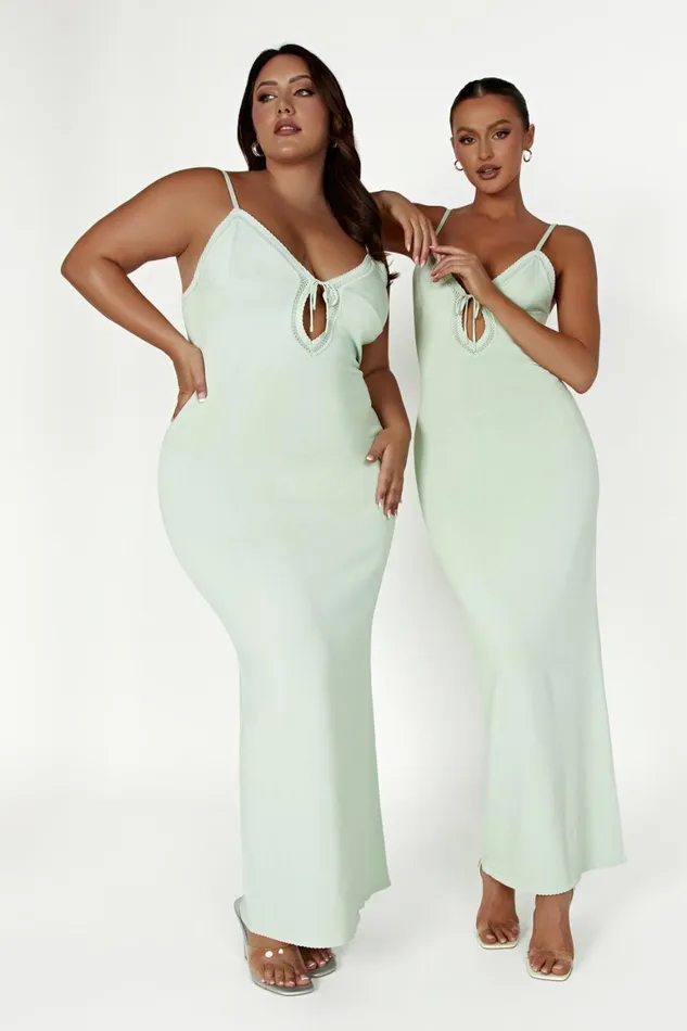 Women Maia Pointelle Knit Maxi Dress 8211 Pistachio Green Pistachiogreen Meshki Maxi Dresses