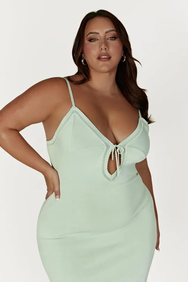 Women Maia Pointelle Knit Maxi Dress 8211 Pistachio Green Pistachiogreen Meshki Maxi Dresses
