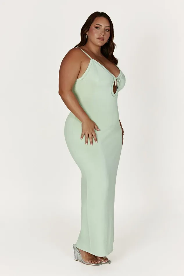 Women Maia Pointelle Knit Maxi Dress 8211 Pistachio Green Pistachiogreen Meshki Maxi Dresses