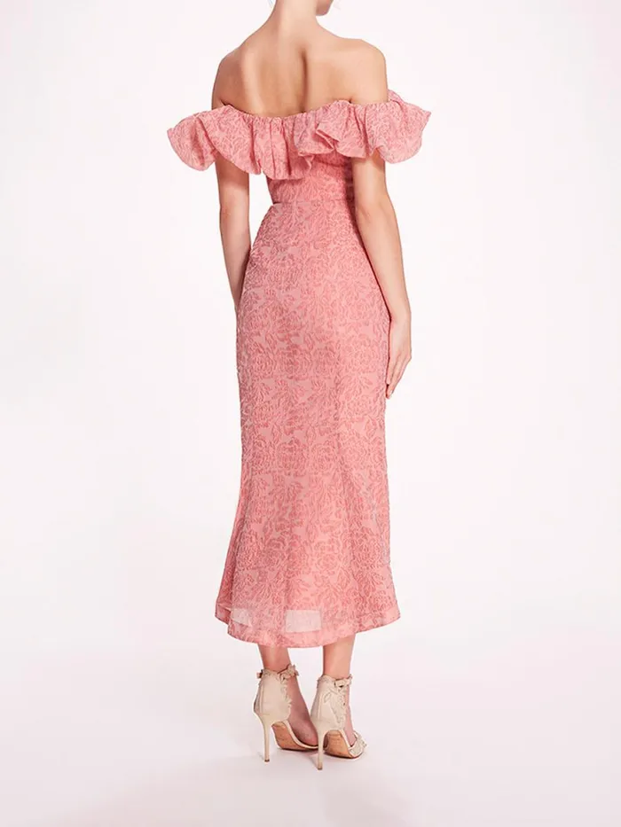 Women Marchesa Notte Marchesa Cloque Midi Dress Pink