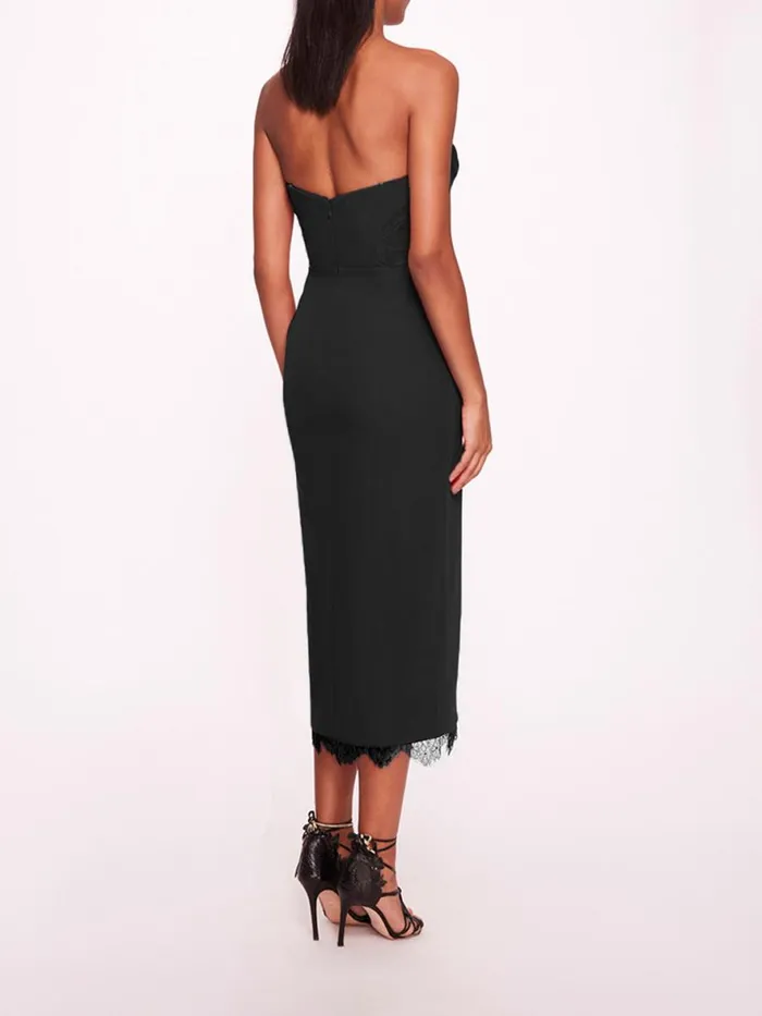Women Marchesa Notte Marchesa Draped Bodice Crepe Dress Black