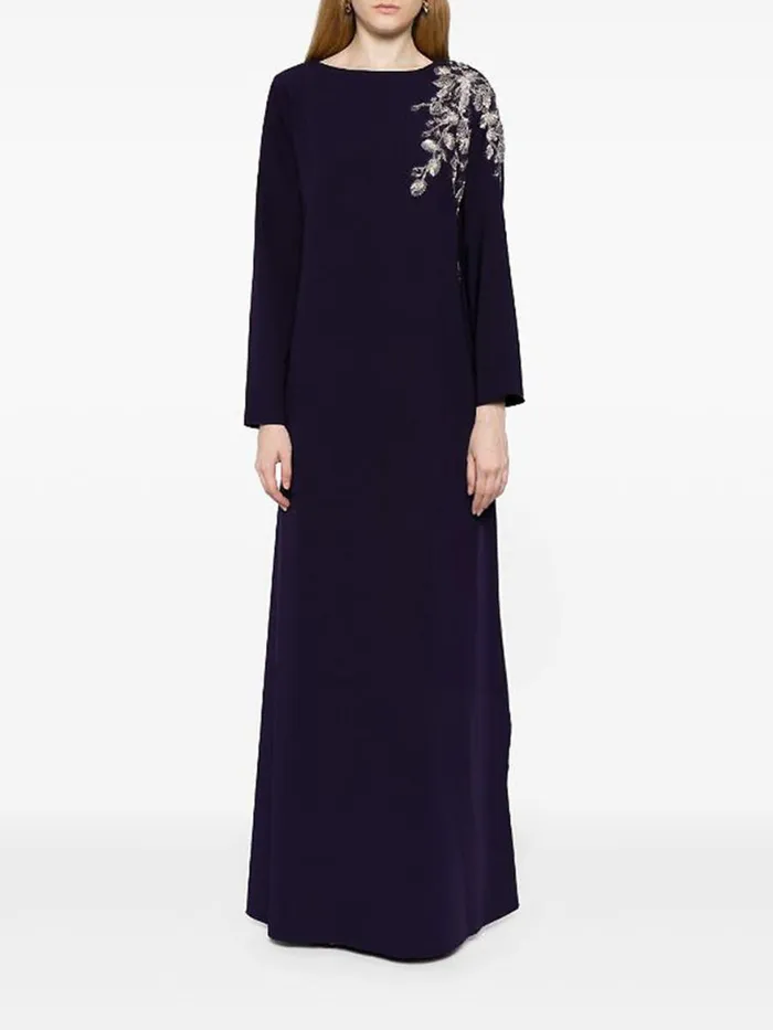 Women Marchesa Notte Marchesa Floral Embroidered Kaftan Navy