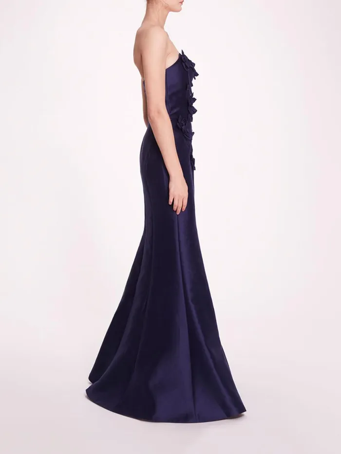 Women Marchesa Notte Marchesa Floral Mikado Gown Navy