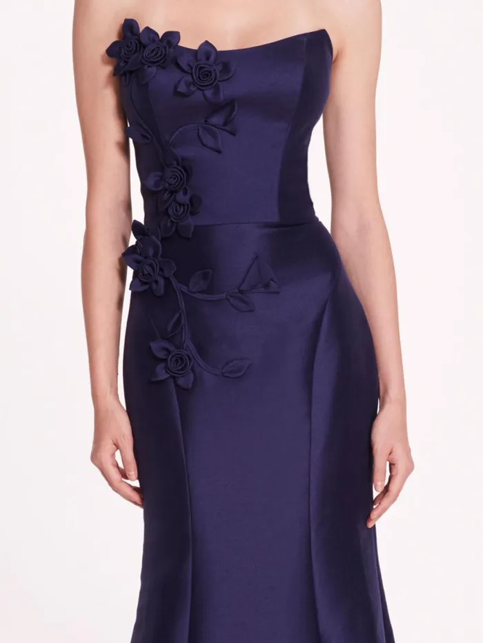 Women Marchesa Notte Marchesa Floral Mikado Gown Navy