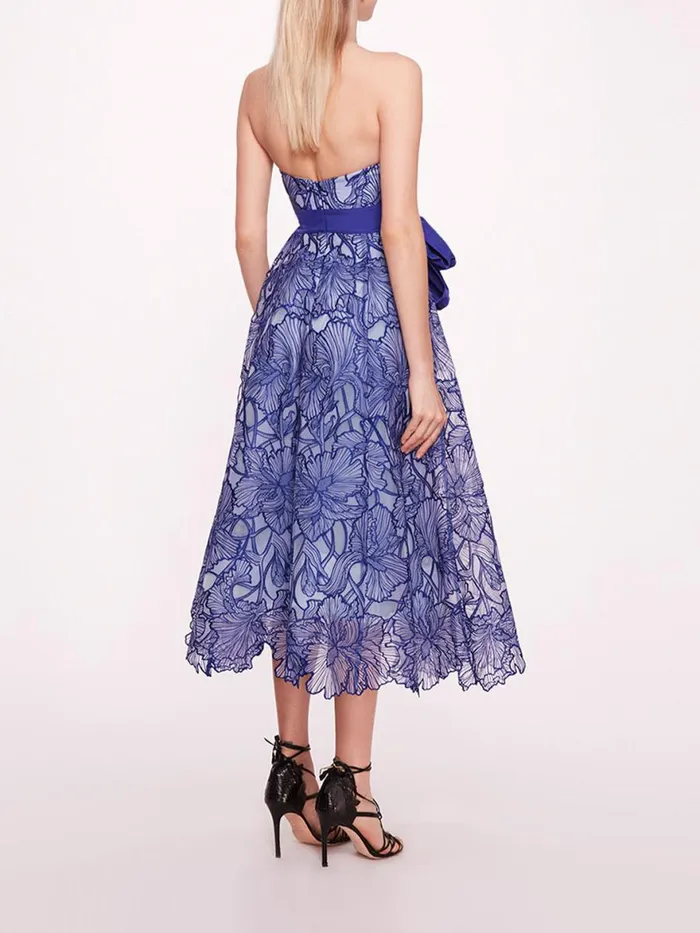 Women Marchesa Notte Marchesa Iris Cutwork Midi Dress Navy
