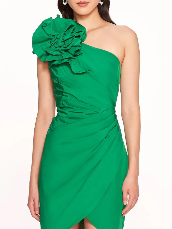 Women Marchesa Notte Marchesa One Shoulder Taffeta Mini Dress Emerald