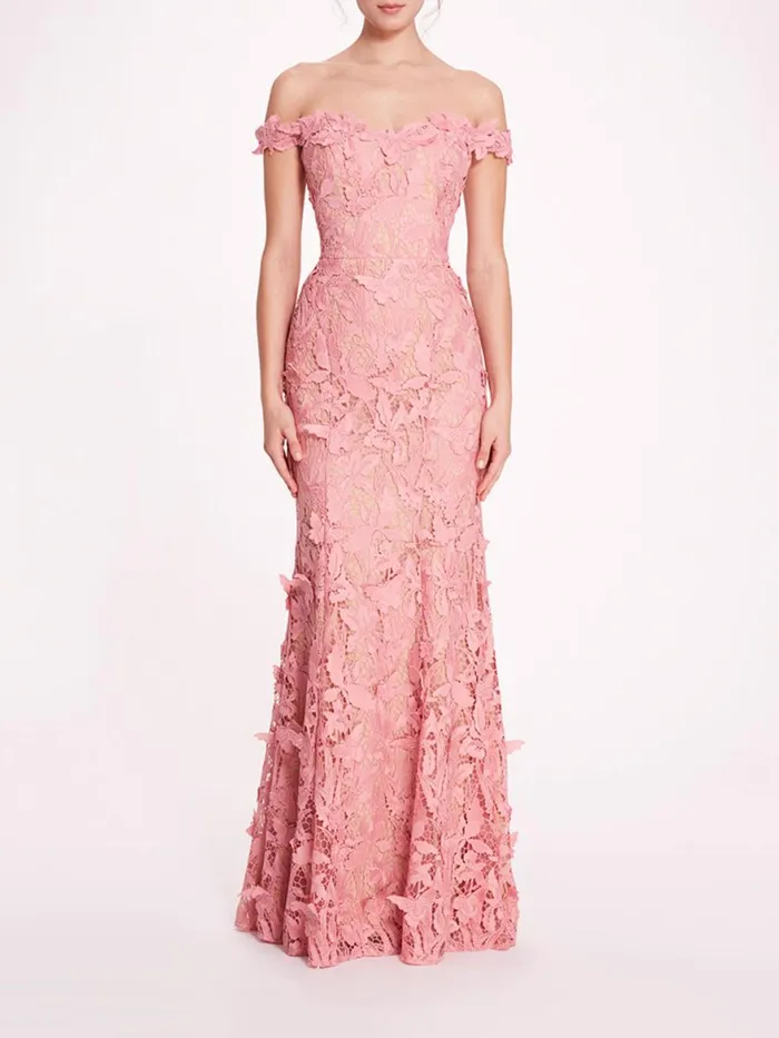 Women Marchesa Notte Marchesa Organic Lace Gown Rose