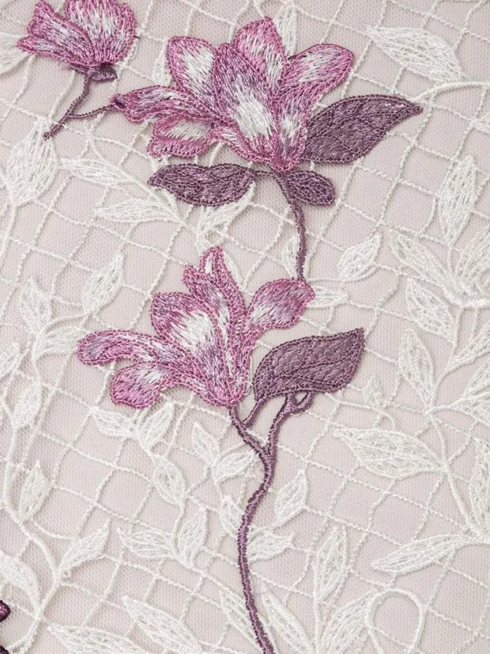 Women Marchesa Notte Marchesa Sleeveless Floral Guipure Dress Ivory Lilac