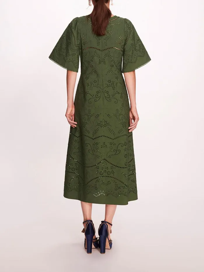 Women Marchesa Rosa Marchesa Dhalia Midi Dress Green