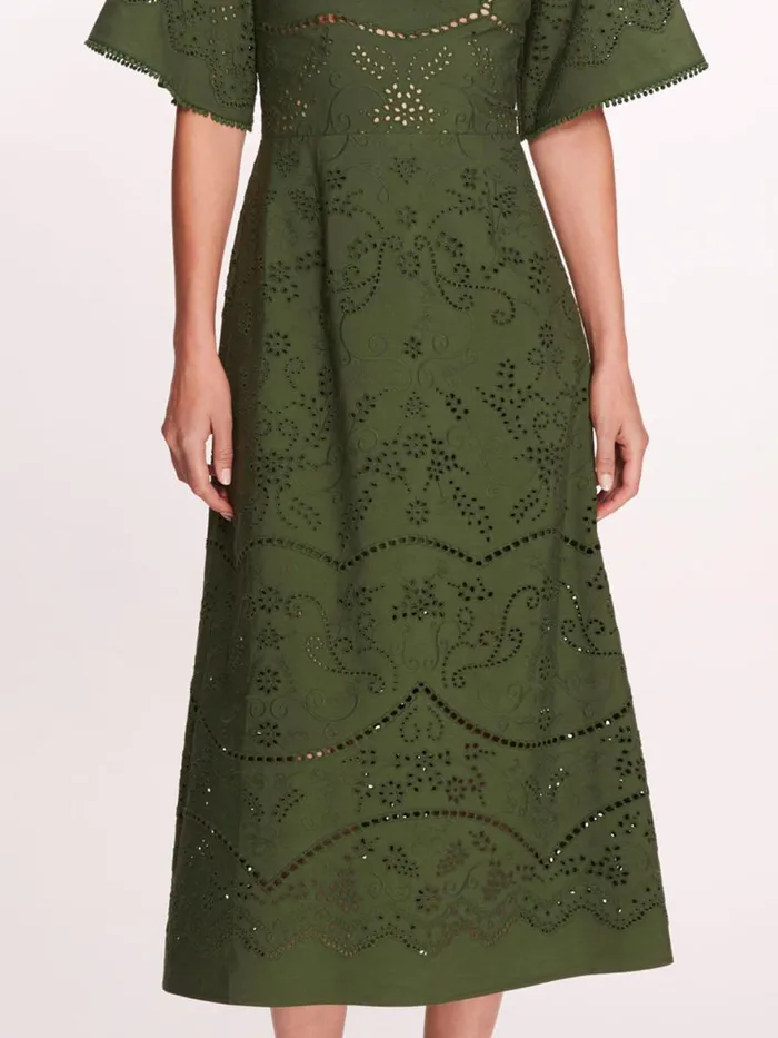Women Marchesa Rosa Marchesa Dhalia Midi Dress Green
