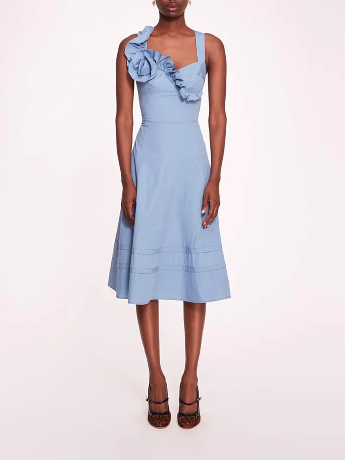 Women Marchesa Rosa Marchesa Rosette Ruffle Sundress Denim Blue