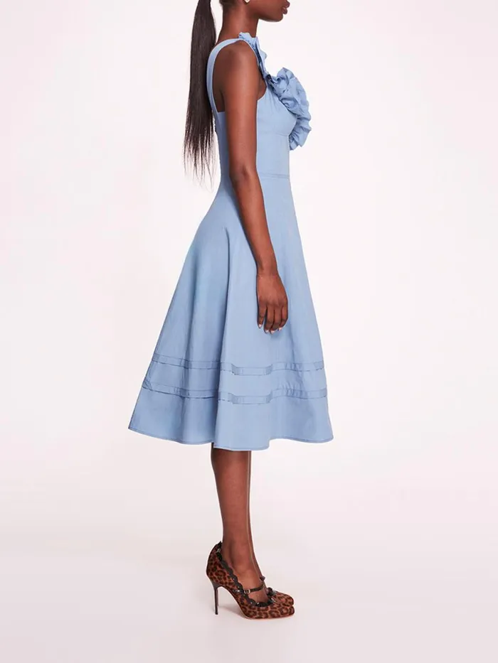 Women Marchesa Rosa Marchesa Rosette Ruffle Sundress Denim Blue
