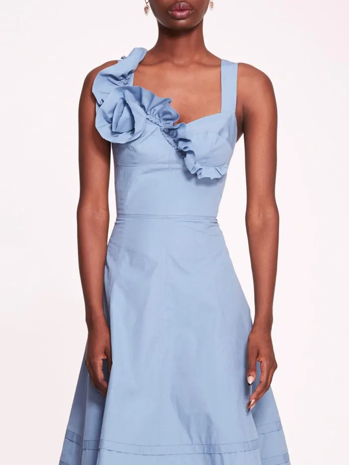 Women Marchesa Rosa Marchesa Rosette Ruffle Sundress Denim Blue