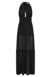 Women Marianna Tiered Halter Maxi Dress 8211 Black Black Meshki Maxi Dresses