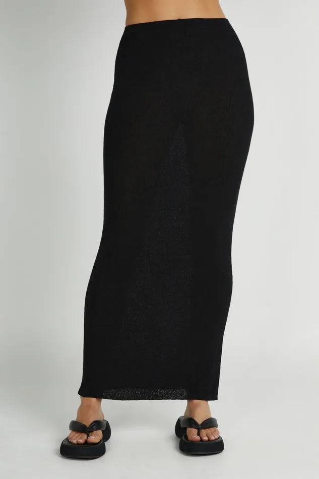 Women Maribelle Knit Maxi Skirt 8211 Black Black Meshki Skirts