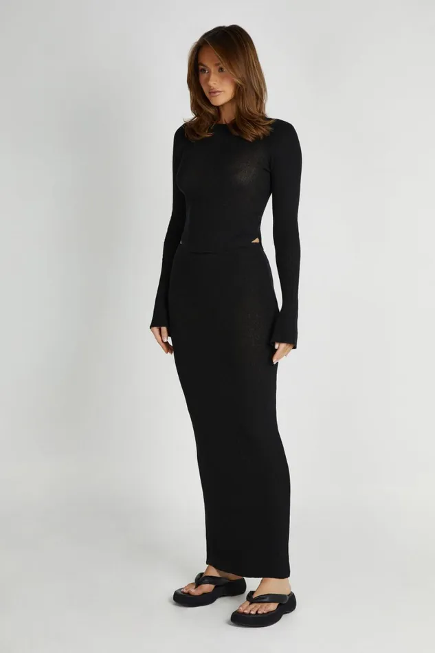 Women Maribelle Knit Maxi Skirt 8211 Black Black Meshki Skirts
