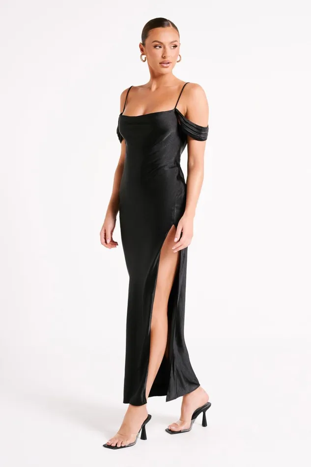 Women Mariposa Off Shoulder Maxi Dress 8211 Black Black Meshki Maxi Dresses