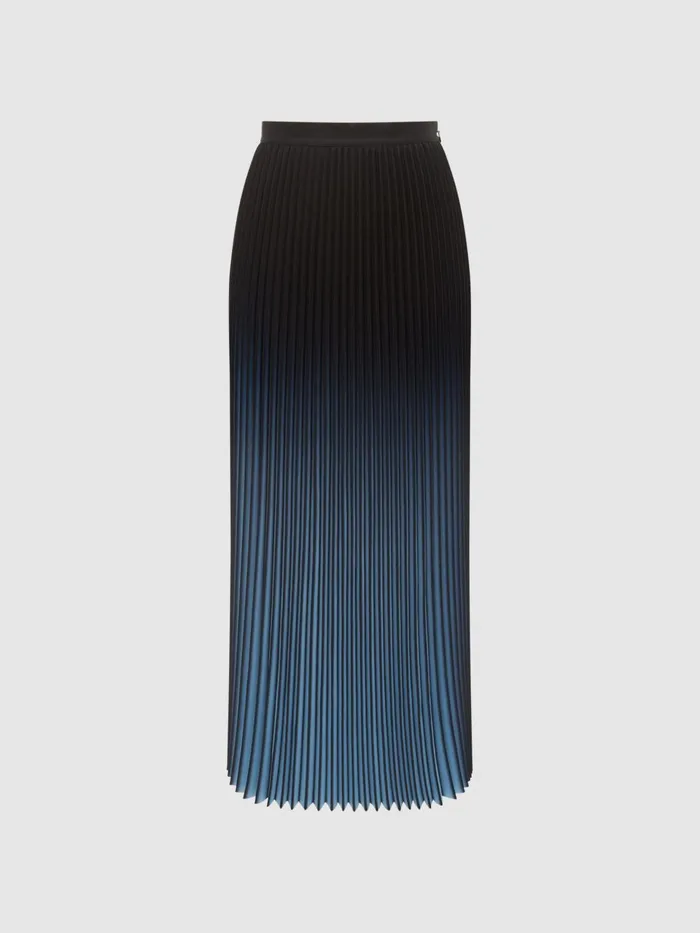 Women Marlie Ombre Pleated Midi Skirt Bright Blue Reiss Skirts