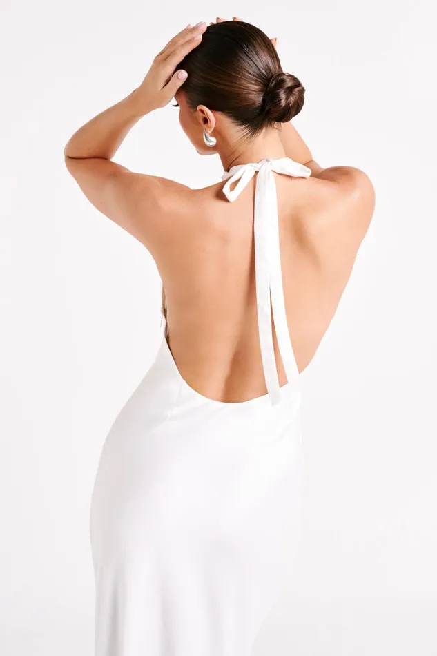 Women Marvelle Satin Halter Maxi Dress 8211 White White Meshki Maxi Dresses