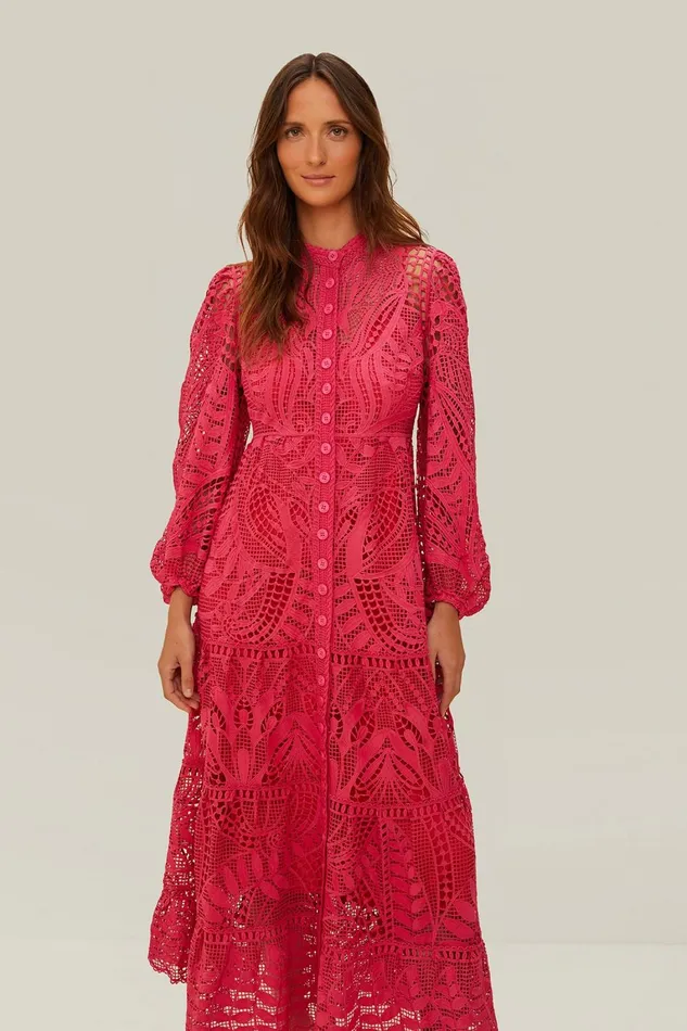 Women Maxi Dresses Farm Rio Pink Guipire Maxi Dress
