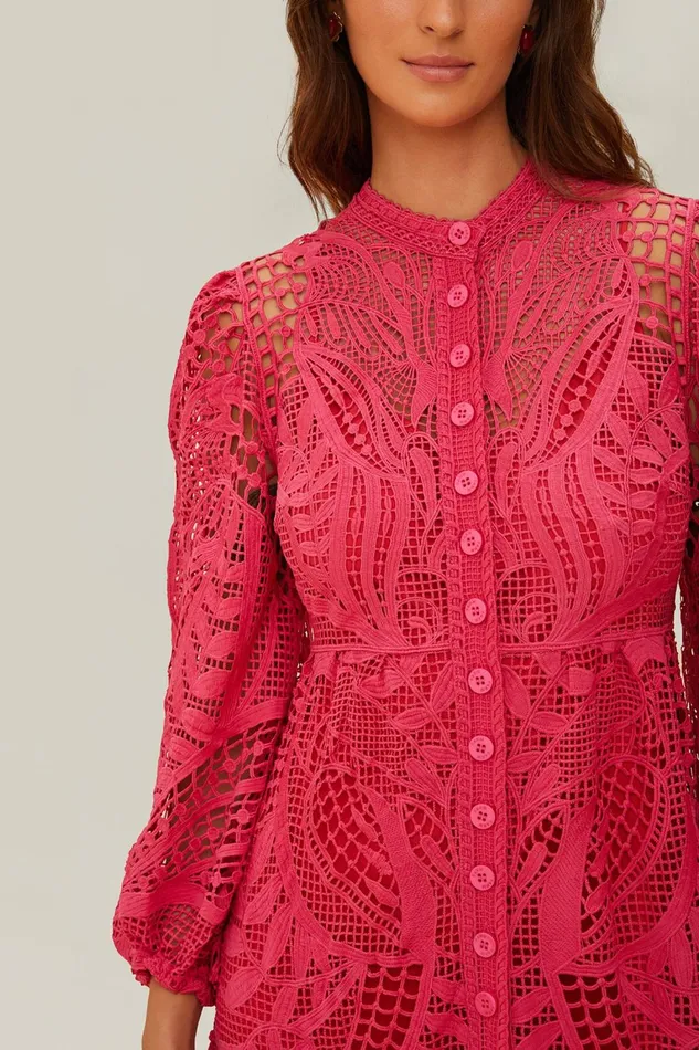 Women Maxi Dresses Farm Rio Pink Guipire Maxi Dress