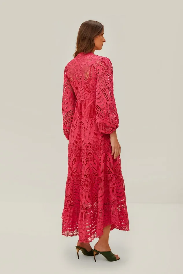 Women Maxi Dresses Farm Rio Pink Guipire Maxi Dress