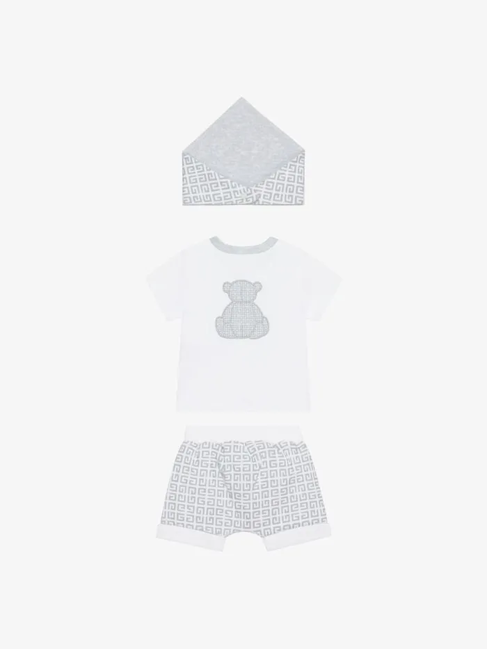 WomenMen Baby 1 Month To 3 Years Givenchy Tshirt Shorts And Bandana Gift Set Greywhite WomenMen Baby 1 Month To 3 Years Givenchy Tshirt Shorts And Bandana Gift Set Greywhite