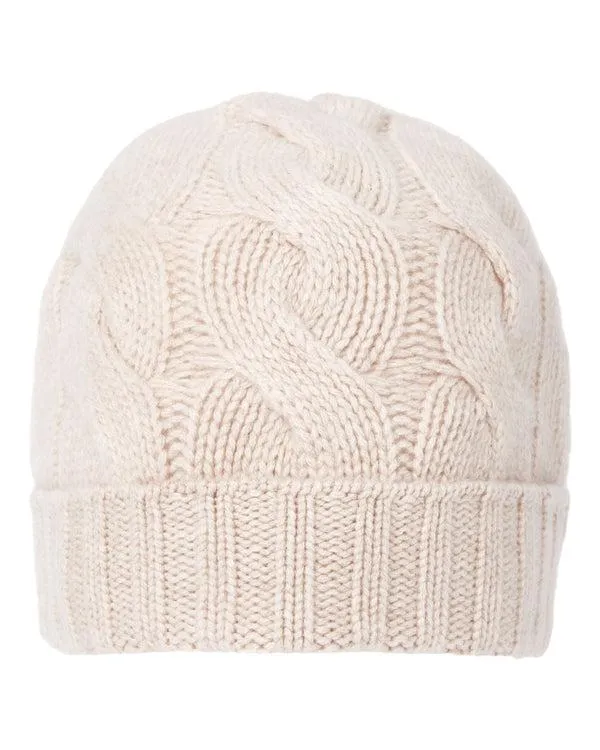 WomenMen Unisex Chunky Cable Cashmere HatIn Heather Beige Brown Heather Beige Brown NPeal Hats