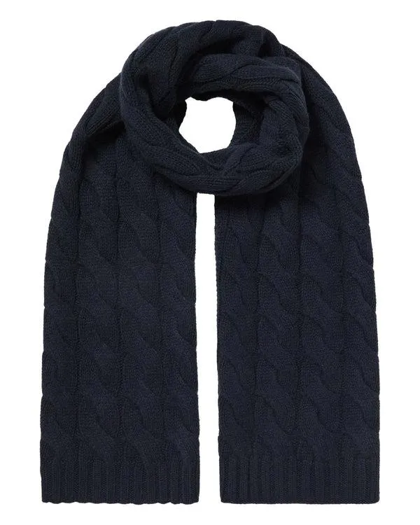 WomenMen Unisex Chunky Cable Cashmere ScarfIn Navy Blue Navy Blue NPeal Cashmere Scarves
