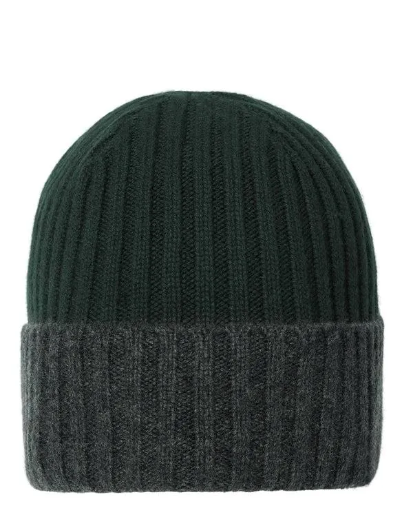 WomenMen Unisex Chunky Rib Contrast Cashmere HatIn Dark Green Dark Green NPeal Hats