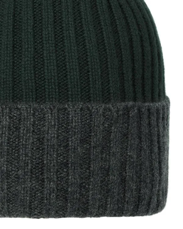 WomenMen Unisex Chunky Rib Contrast Cashmere HatIn Dark Green Dark Green NPeal Hats