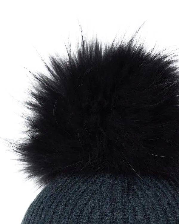 WomenMen Unisex Ribbed Cashmere Hat With Detachable PomIn Grigio Blue Grigio Blue NPeal Hats