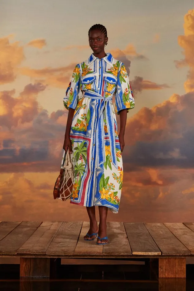 Women Midi Dresses Farm Rio OffWhite Tropical Destination Midi Dress