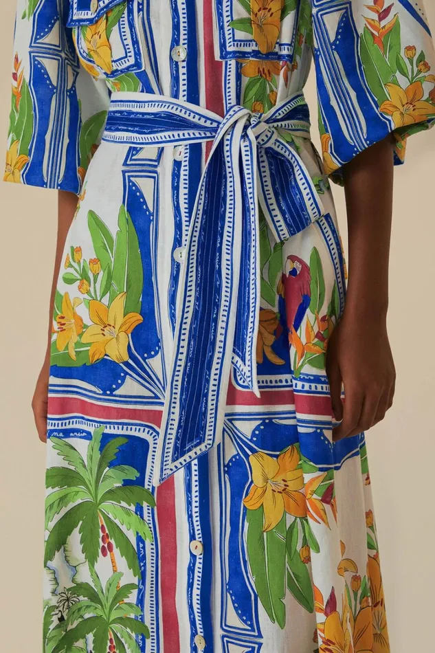 Women Midi Dresses Farm Rio OffWhite Tropical Destination Midi Dress